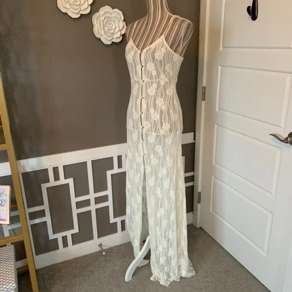 AnM Embroidered Lace Button-Front Dress - Picture 2 of 10